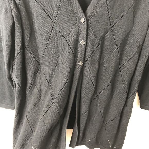 Croft & Barrow NWT Women's Black 3 Button Diamond Pattern Lightweight Cardigan L - Picture 6 of 8